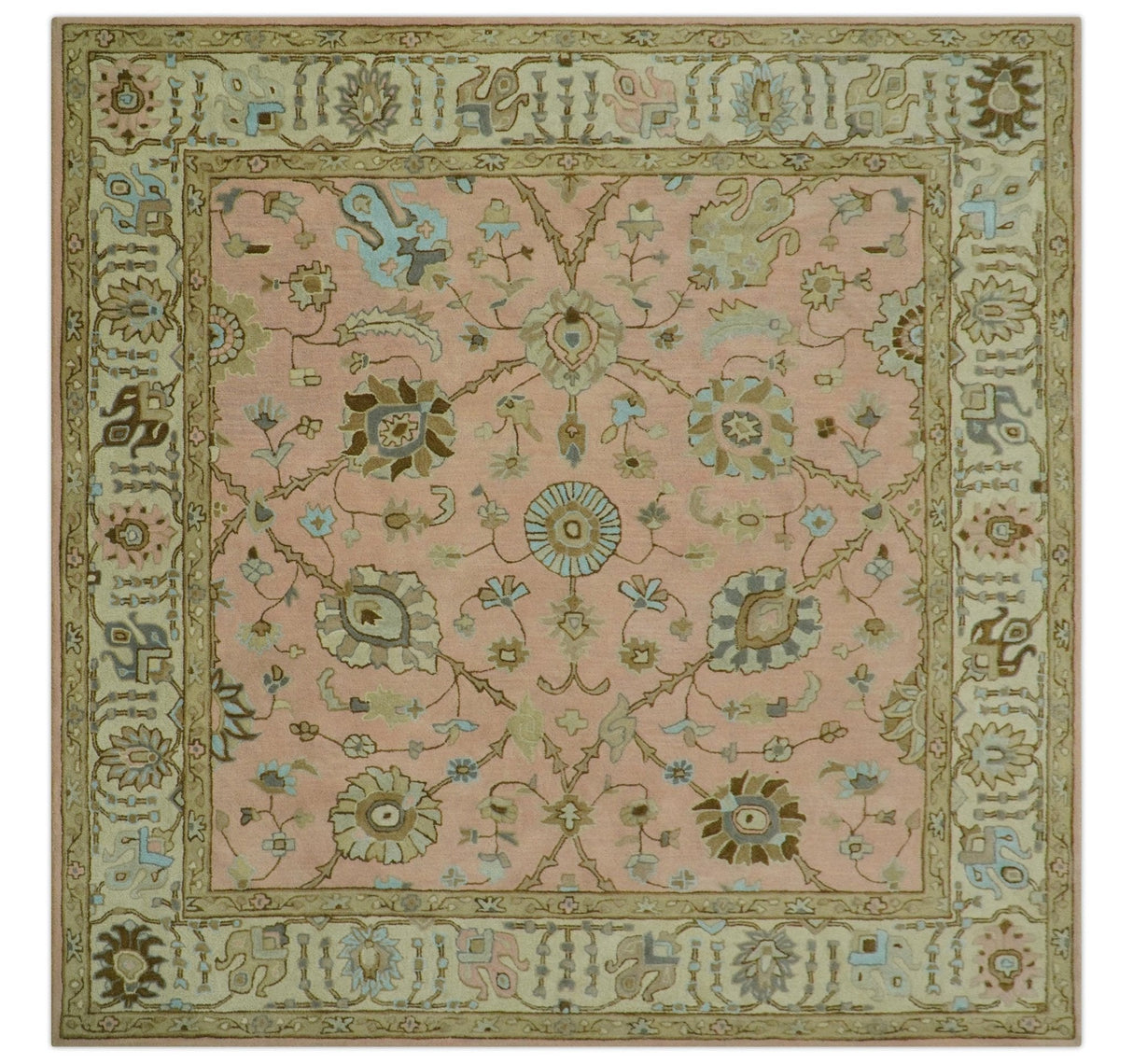 Custom Made Hand Tufted Peach Pink and Ivory Modern Colorful Oushak Rug, Kids, Living Room and Bedroom Rug