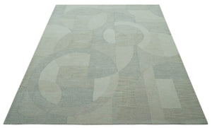 Custom Made Ivory, Gray and Beige Modern Contemporary Hand Tufted wool rug