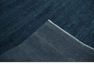 Custom Made Midnight blue Solid Hand knotted Modern wool Area Rug