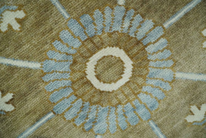Custom Made Silver, Olive and Ivory Traditional Medallion Large Floral Design Hand knotted wool Area Rug