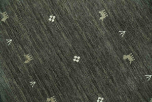 Custom Made Tribal Gabbeh Dark Green wool Area Rug