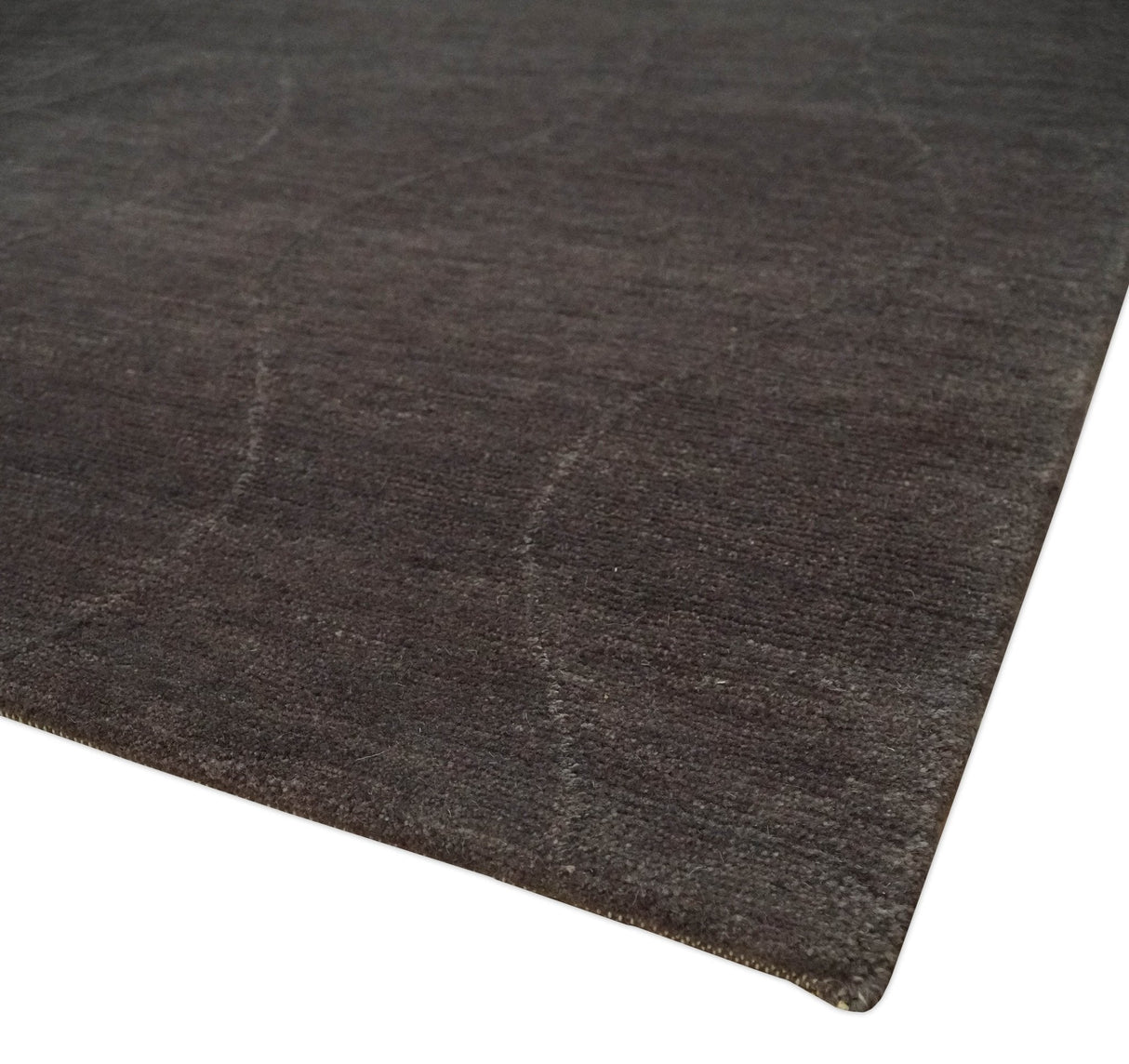 Dark Brown and Ivory Modern Stripes Pattern Hand knotted 5x7 wool and Art Silk Area Rug