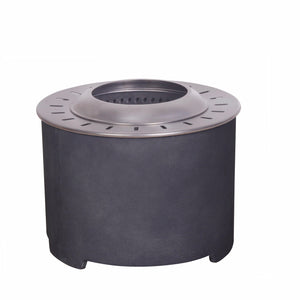 Dark Grey Faux Concrete Texture Smokeless Firepit with Wood Pellet/Twig/Wood as The Fuel for Garden & Outdoor