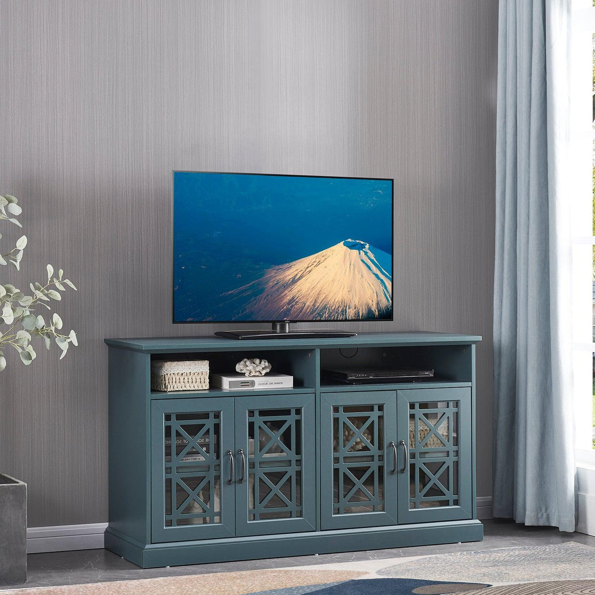 Dark Teal TV Stand Buffet Sideboard Console Table