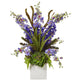 Delphinium and Succulent Arrangement