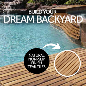 Denali Natural Teak Outdoor Interlocking Tiles, 9 Slat (10 sq ft)
