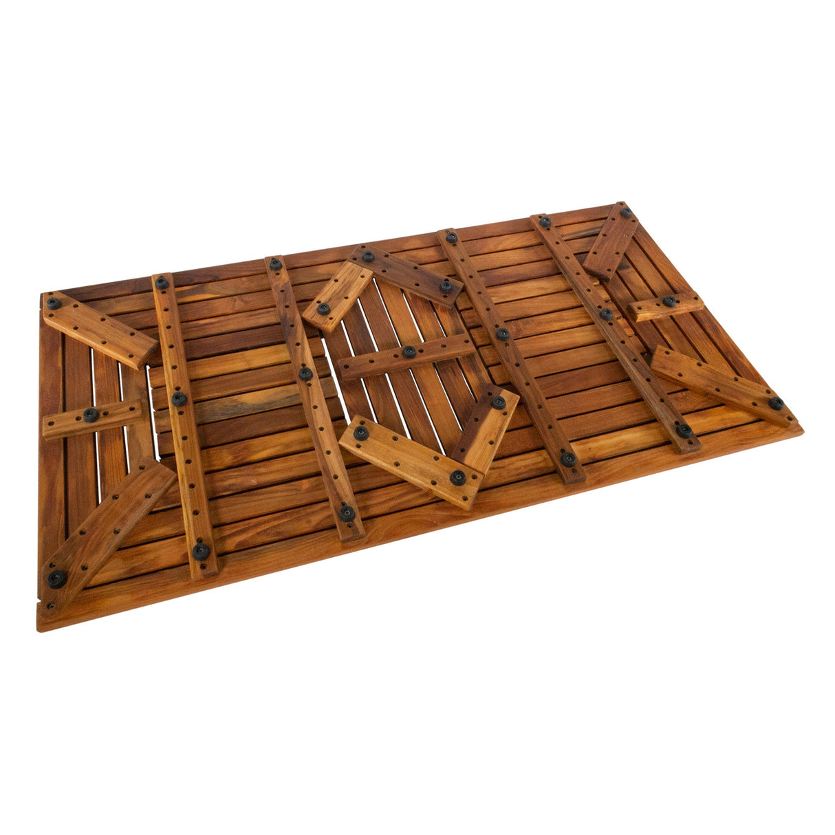 Denver Oiled Double Framed Teak Shower and Bath Mat 39" x 19"