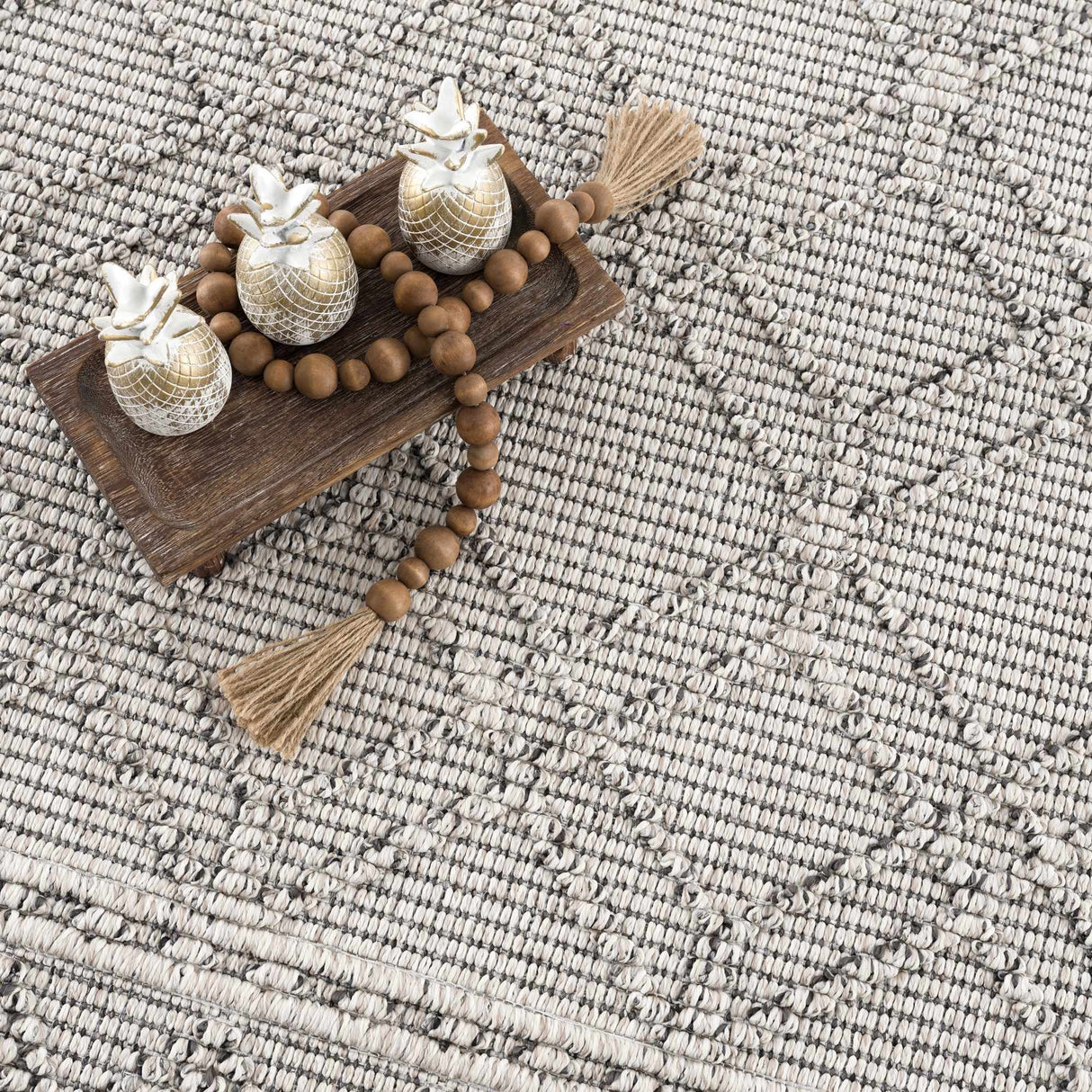 Diah Bone Textured Trellis Rug