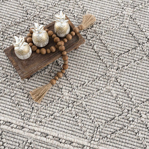 Diah Bone Textured Trellis Rug