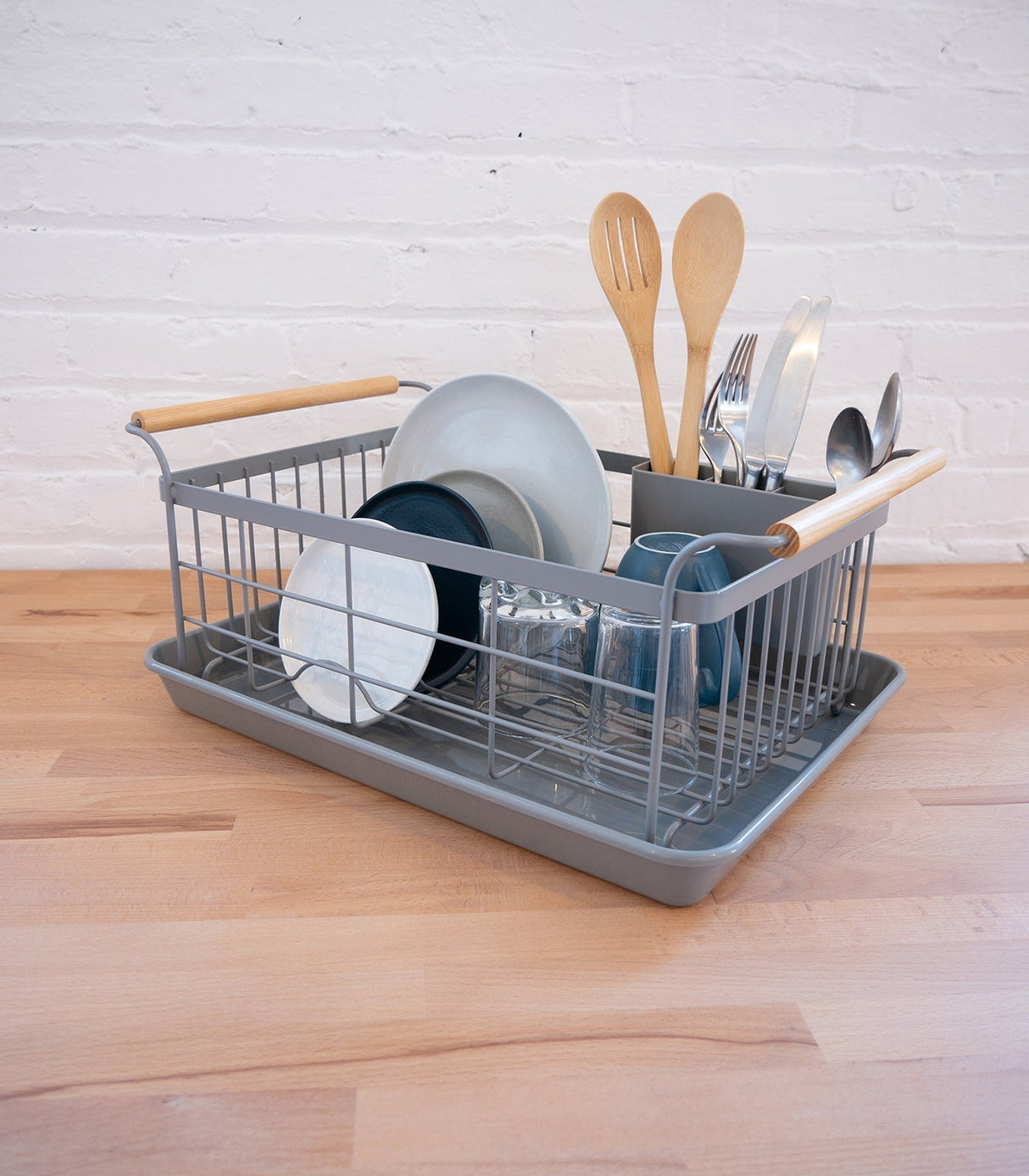 Dish Rack - Steel + Wood