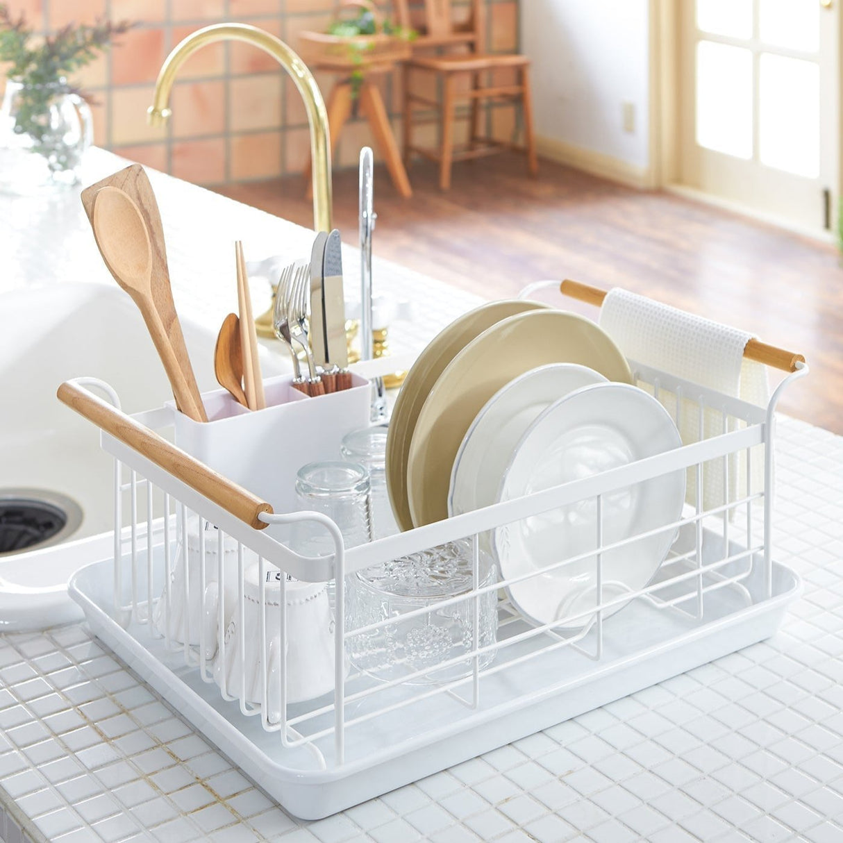 Dish Rack - Steel + Wood