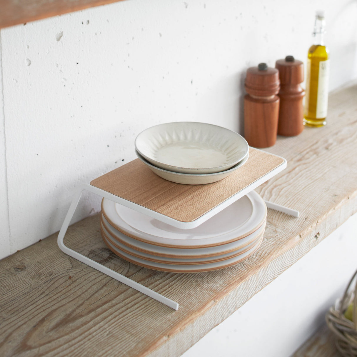 Dish Riser - 2 Sizes - Steel + Wood