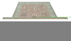 Distress Finished Tree of Life Hand Knotted Rust and Blue Custom Made Wool Rug
