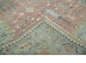 Distress Finished Tree of Life Hand Knotted Rust and Blue Custom Made Wool Rug