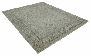 Distressed Traditional Design Beige, Brown And Pink 8x10 Hand Knotted wool rug