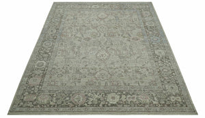 Distressed Traditional Design Beige, Brown And Pink 8x10 Hand Knotted wool rug