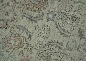 Distressed Traditional Design Beige, Brown And Pink 8x10 Hand Knotted wool rug