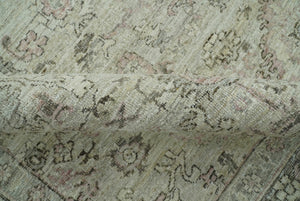 Distressed Traditional Design Beige, Brown And Pink 8x10 Hand Knotted wool rug