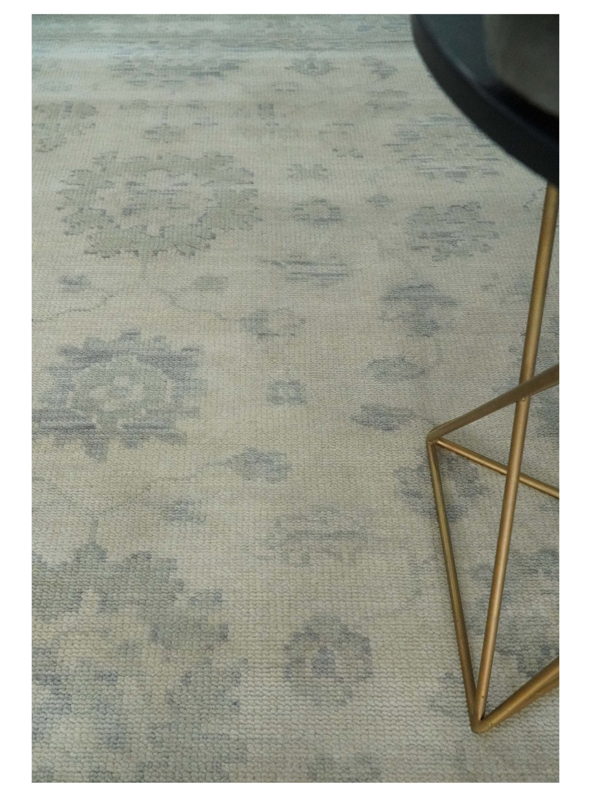 Earthy 8x10 Beige and Light Green Hand knotted Traditional Oushak wool Area Rug