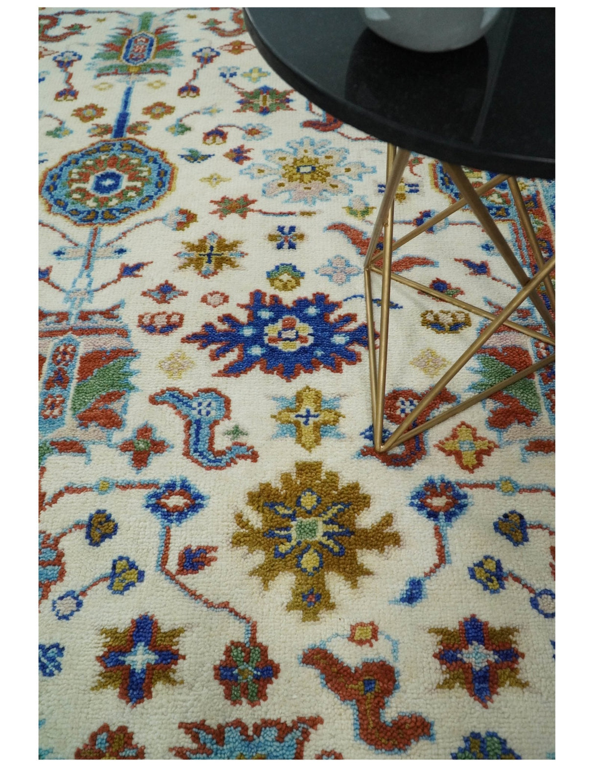 Eclectic 8x10 All Wool Traditional Persian Blue and Ivory Vibrant Colorful Hand knotted Persian Area Rug | TRDCP159810