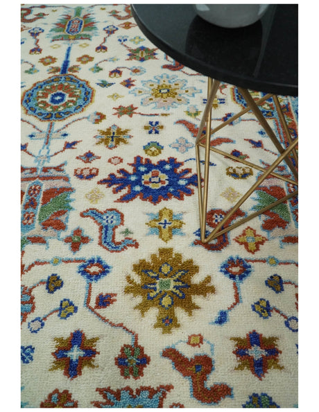 Eclectic 8x10 All Wool Traditional Persian Blue and Ivory Vibrant Colorful Hand knotted Persian Area Rug | TRDCP159810