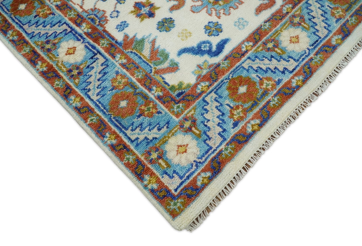 Eclectic 8x10 All Wool Traditional Persian Blue and Ivory Vibrant Colorful Hand knotted Persian Area Rug | TRDCP159810