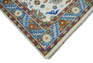 Eclectic 8x10 All Wool Traditional Persian Blue and Ivory Vibrant Colorful Hand knotted Persian Area Rug | TRDCP159810