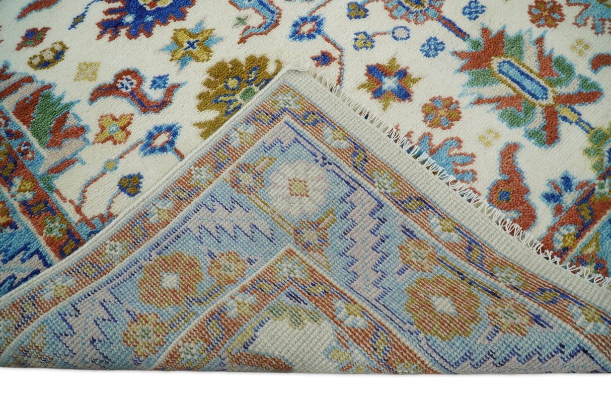 Eclectic 8x10 All Wool Traditional Persian Blue and Ivory Vibrant Colorful Hand knotted Persian Area Rug | TRDCP159810