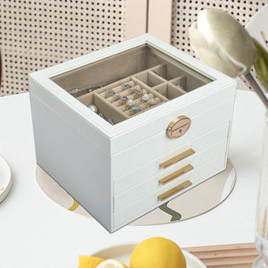 Elegant Jewelry Box Organizer for Women, 4-Layer Jewelry Organizer, 3-Drawers