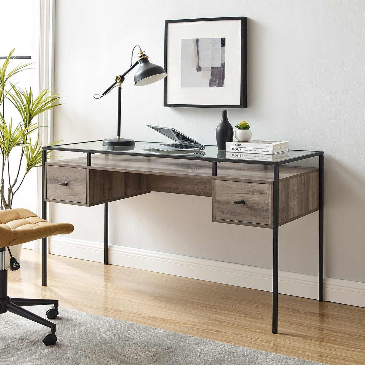 Elgin Glass Top Writing Desk