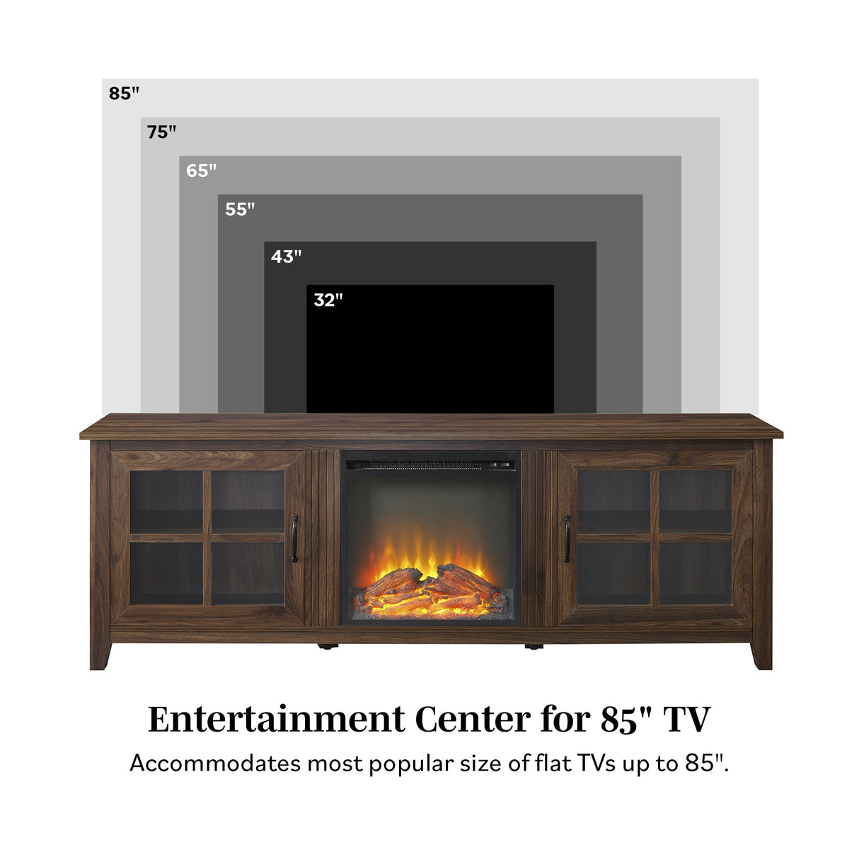 Elora Fireplace TV Console Stand with Glass Doors