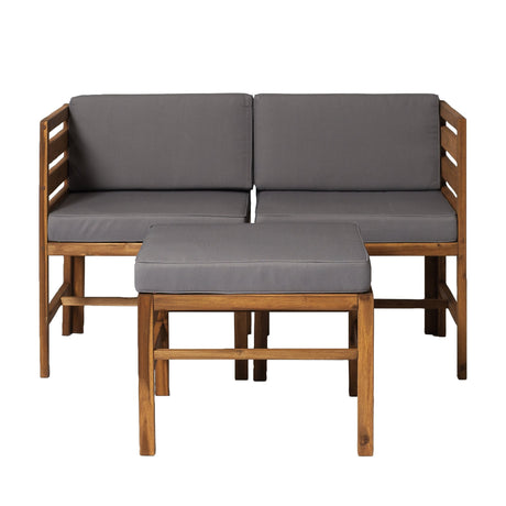 Emory Modular Acacia 3-Piece Chairs and Ottoman