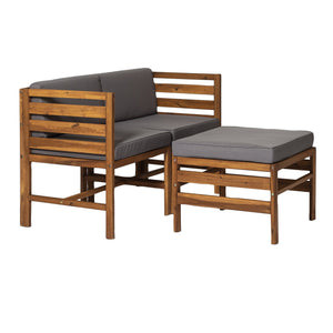 Emory Modular Acacia 3-Piece Chairs and Ottoman