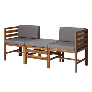 Emory Modular Acacia 3-Piece Chairs and Ottoman