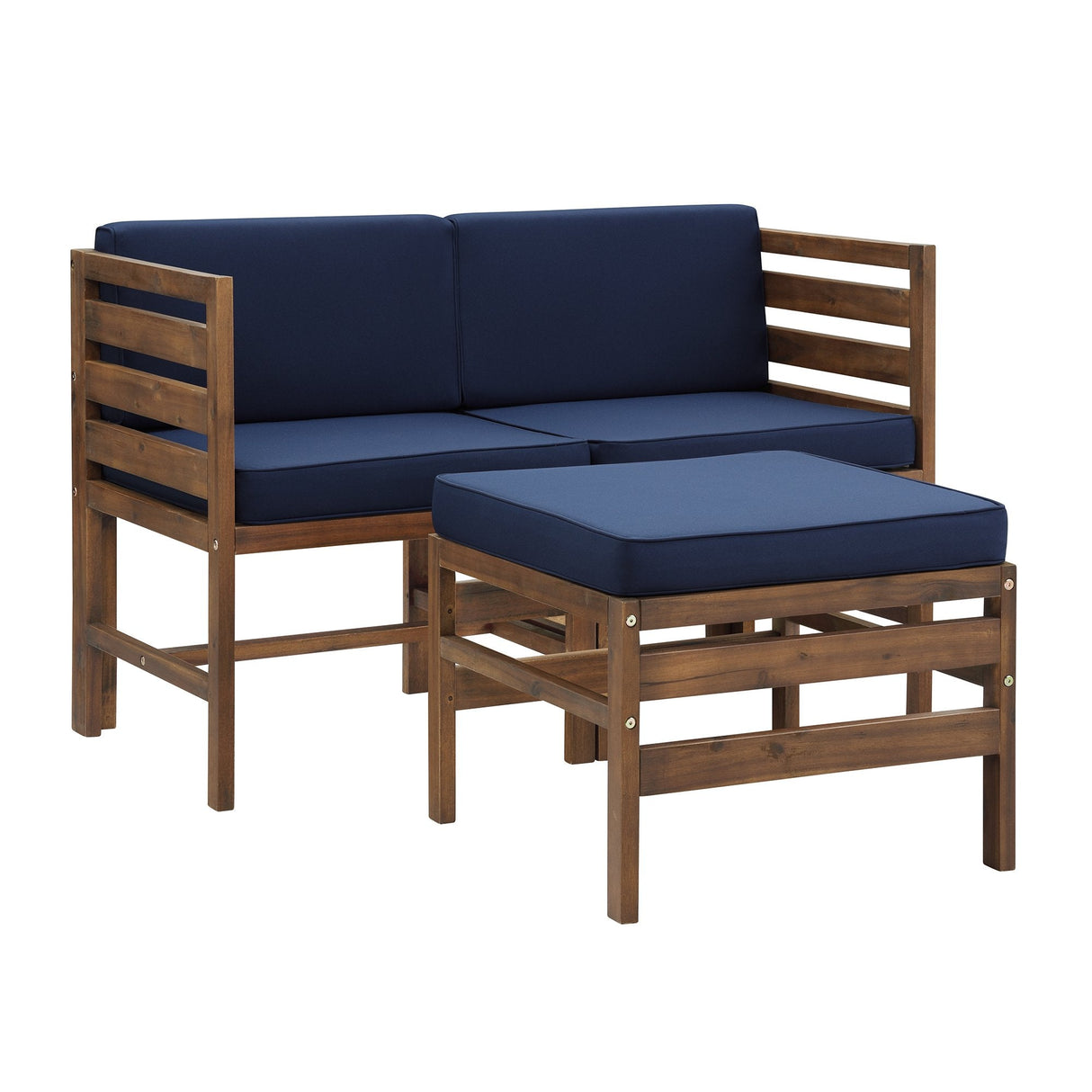 Emory Modular Acacia 3-Piece Chairs and Ottoman