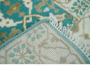Entryway 2x3 Blue and Ivory Hand Knotted Oriental Oushak Wool Area Rug