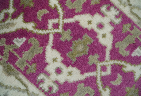 Entryway 2x3 Pink and Ivory Hand Knotted Oriental Oushak Wool Area Rug