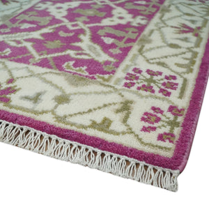 Entryway 2x3 Pink and Ivory Hand Knotted Oriental Oushak Wool Area Rug