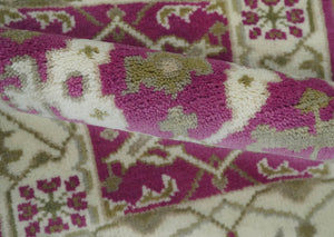 Entryway 2x3 Pink and Ivory Hand Knotted Oriental Oushak Wool Area Rug
