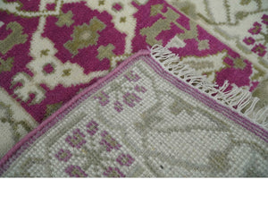 Entryway 2x3 Pink and Ivory Hand Knotted Oriental Oushak Wool Area Rug