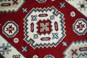 Entryway 2x4 Red and Ivory Wool Hand Knotted traditional Persian Vintage Antique Southwestern Kazak | TRDCP28424