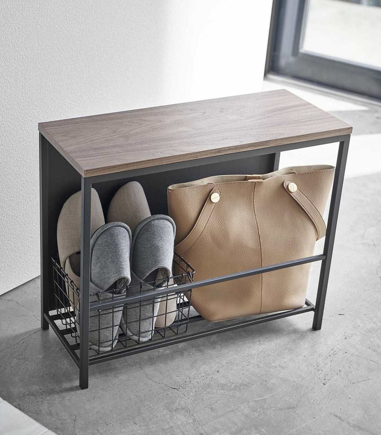 Entryway Storage Organizer + Bench (18" H) - Steel + Wood