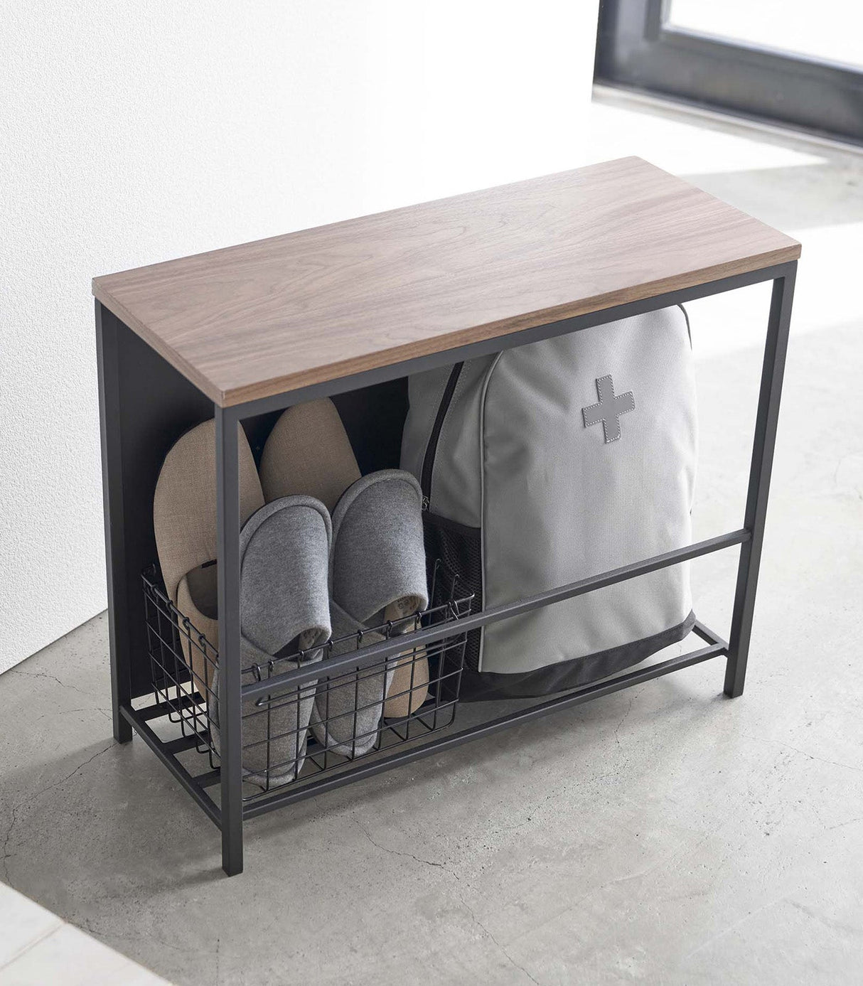 Entryway Storage Organizer + Bench (18" H) - Steel + Wood