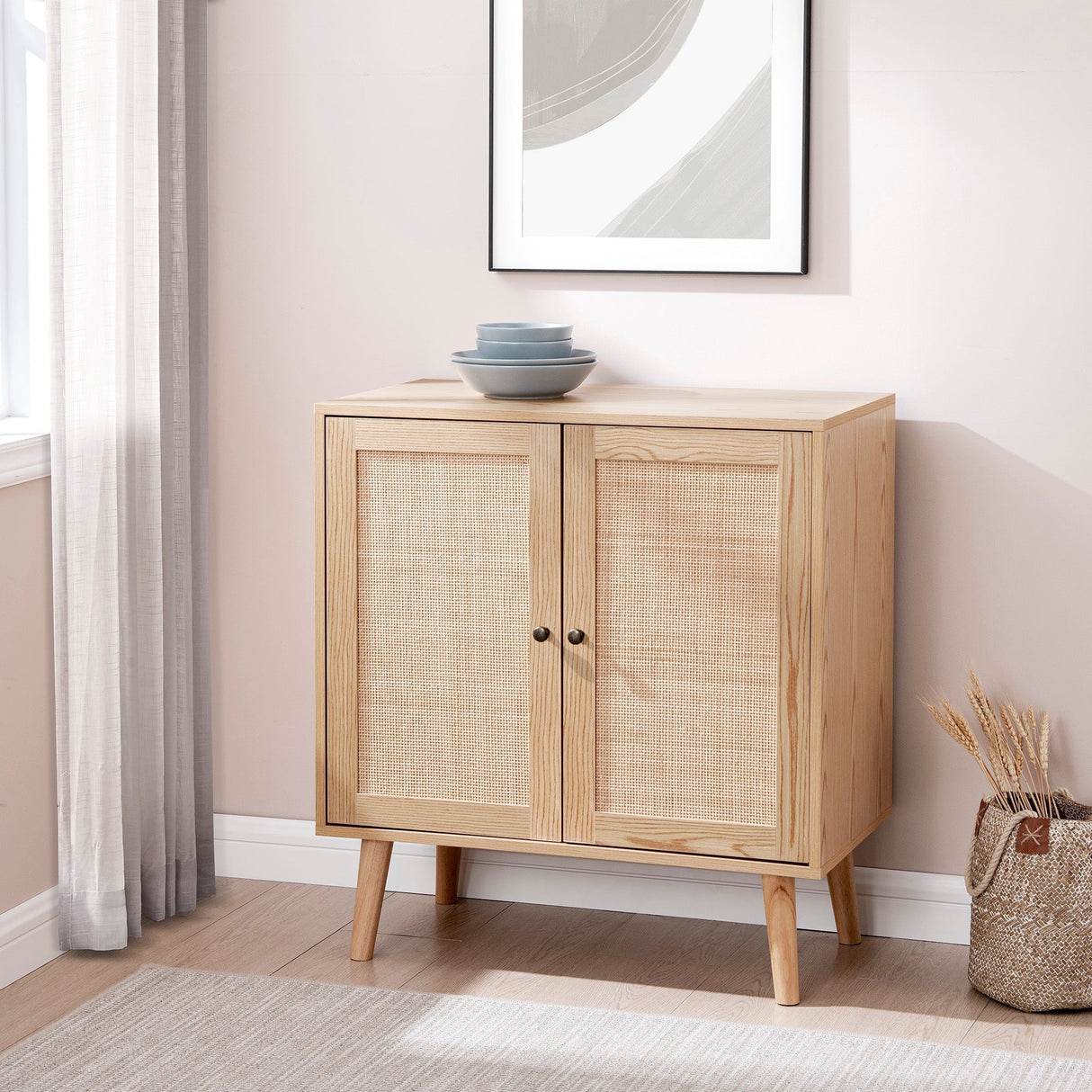 Esme Rattan Wood Accent Cabinet