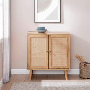 Esme Rattan Wood Accent Cabinet