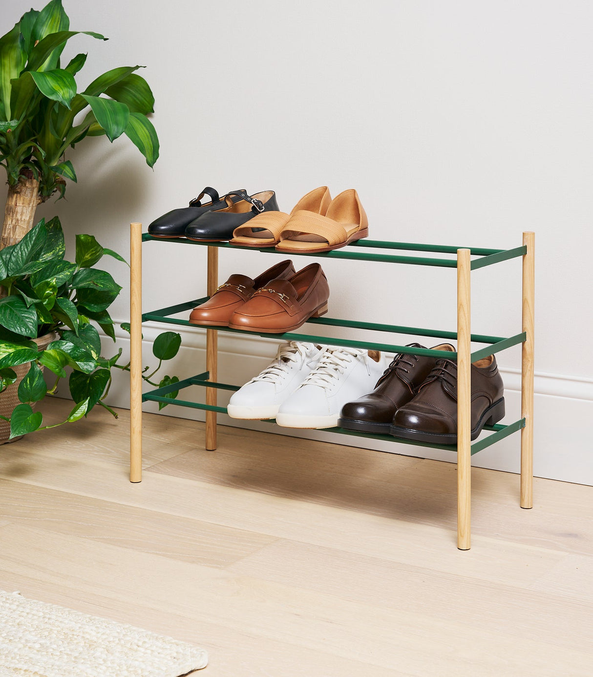 Expandable Shoe Rack (18" H) - Steel - Forest Green