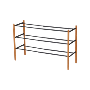 Expandable Shoe Rack (18" H) - Steel + Wood