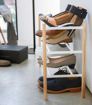 Expandable Shoe Rack (18" H) - Steel + Wood