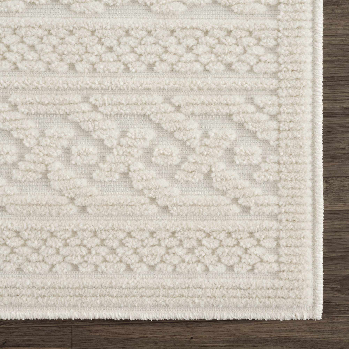 Fadey White Textured Washable Rug