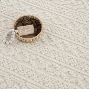Fadey White Textured Washable Rug